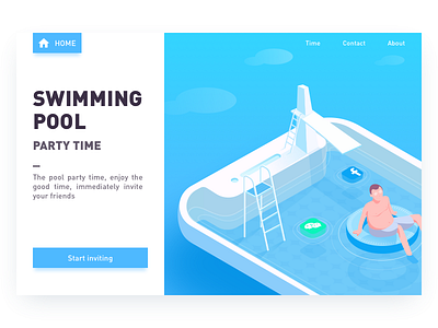 Pool Party 2.5d icon illustrations invitations iphonex pool party swimming pool web design
