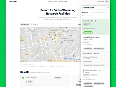 Facility Finder for Video Streaming Research Facilities