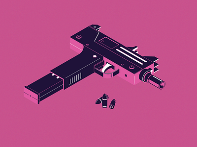 Hello Dribbble design dribbble flat flat illustration gun hello illustration isometric uzi vector weapon