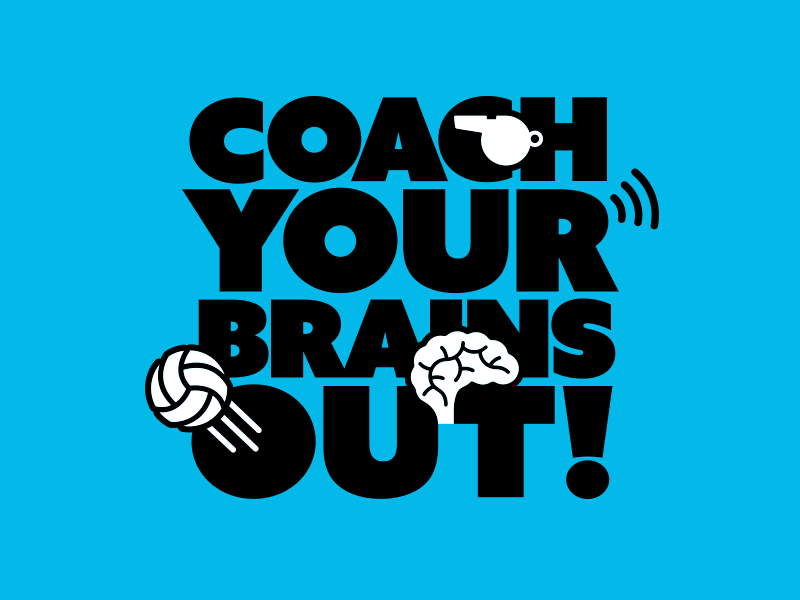 Coach Your Brains Out! coaching logo volleyball