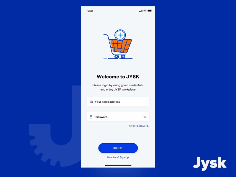 Jysk mobile app - Login