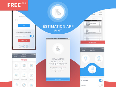 FREE UI Kit Estimation App free freebies icons mobile application ui kit