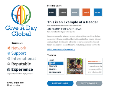 Style Tile for Give A Day Global site, 2014