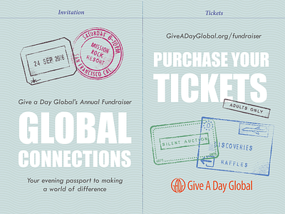 Give A Day Global Fundraiser Invitation, 2016 invitation non profit passport tickets travel