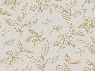 Coffee Cherry Pattern botanical illustration coffee cherry illustration leaves pattern plant