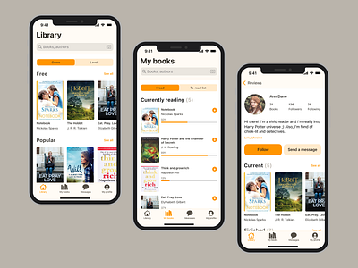 [Case study] Online library app for English language learners books design figma ios library mobile app reading ui ux