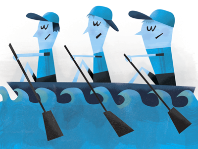 Olympic Rowers blue illustration texture watercolor
