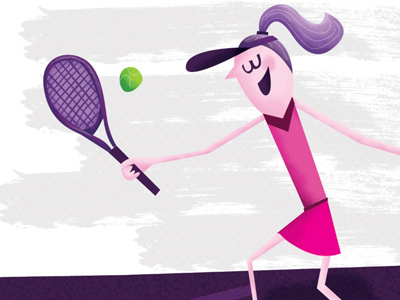 Girl Playing Tennis illustration pink purple sports