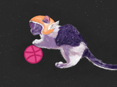 Greetings Earthlings! cat debut digital painting dribbble space space cat