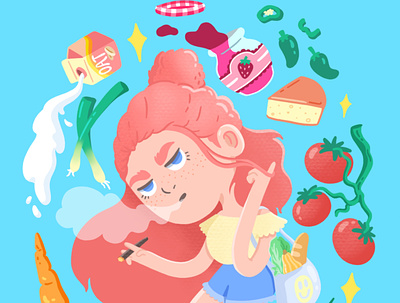 Market Girl character design farmers market food fruit illustration illustrator market veggies