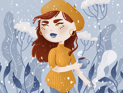Winter Walk character design coffee cute illustration illustrator ipad ipadart ipadpro mustard procreate snow winter