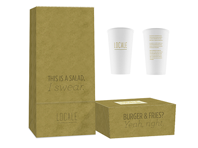 Locale to-go Packaging bag box branding cup fast casual mockup packaging sack to go
