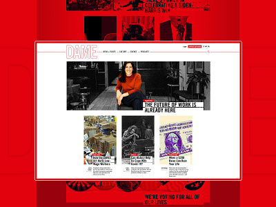 DAME - Amplifying the Impact of a Digital Magazine branding card color design icon illustration journalism magazine music rock shape typography ui ux vector web webdesign website
