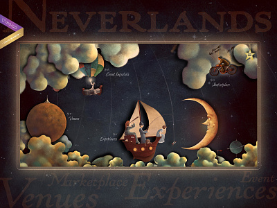 The Neverlands - an immersive experience card color design food history illustration music restaurant ui ux webdesign webdevelopment website