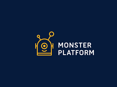 Monster Platform clever geometric line art logo minimal monster robot simple