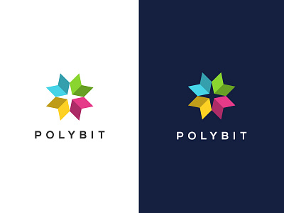 Polybit bit bold clever colorful logo minimal