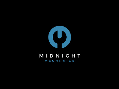 Midnight Mechanics clever logo m mechanic mechanics midnight minimal minimalistic moon repair tool wrench