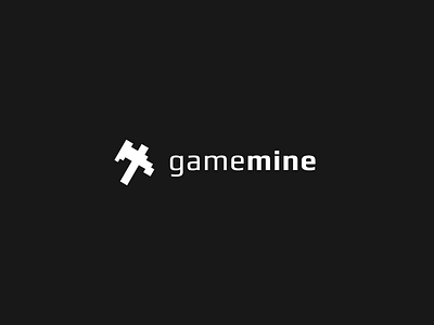 GameMine axe clever game gaming geometric logo minimal minimalistic pick pickaxe pixel pixels