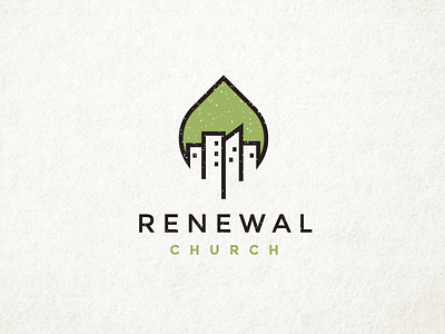 Renewal Church appartments bold city cityscape clever leaf logo minimal nature skyline tree