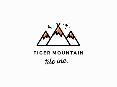 Tiger Mountain Tile art clever line line art logo minimal mountains simple tiger