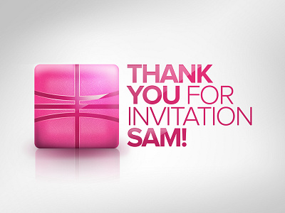 Thank you! ball cube invitation pink thank white you