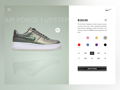 Product Page for Air Force 1 design e commerce green nike product product page ui