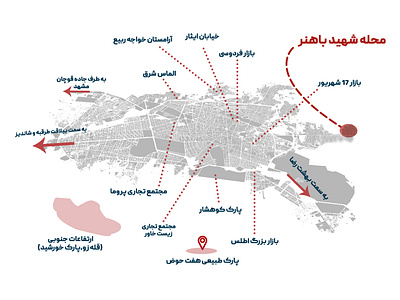 well known places in mashhad- map