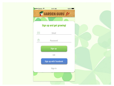 DailyUI- Signup screen dailyui garden mobile signup