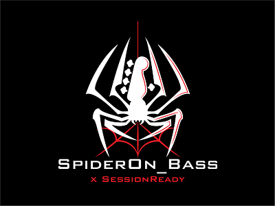SpiderOn_Bass Logo 3 color art bass bass guitar branding headstock illustration illustrator logo logo animal spider three color vector