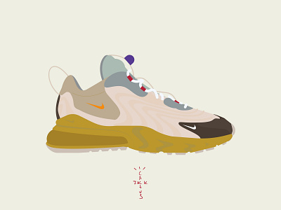 Travis Scott Nike Air Max 270 React Cactus Jack CT2864-200 2020 air max art artwork flat illustration illustrator nike sneaker sneakerhead travis scott vector