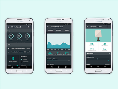 UI Shot dashboard home automation material mobile ui