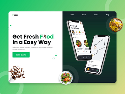 Food Delivery Landing Page - Header app branding delivery design dishes food graphic design illustration logo typography ui ux vector