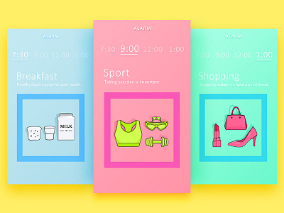 Leisure time alarm app clock color ui