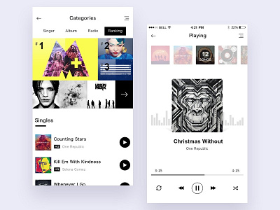 Music APP app black music ranking songs ui