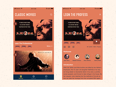 Classic Movies app classic movie orange retro ui