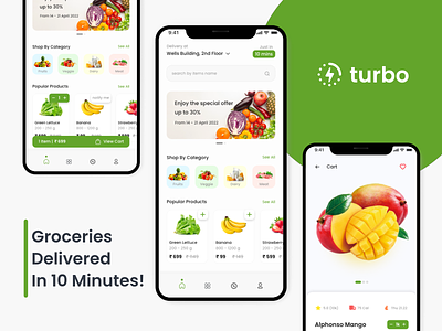 turbo Fastest Groceries Delivery App app clean ui dairy app dairy products design fast delivery fast grocery app fresh fruit fruit delivery green color groceries grocery milk app milk delivery mobile app store app turbo ui ux vegetable app