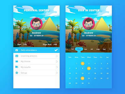 Education app personal center page app blue education illustration ui works