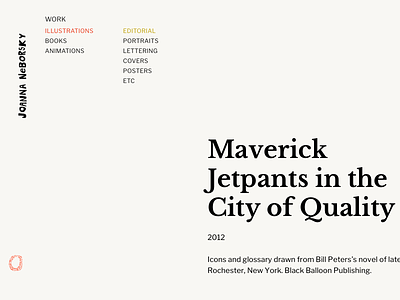 Joanna Neborksy - navigation & type detail joanna neborsky libre baskerville libre franklin typography web design