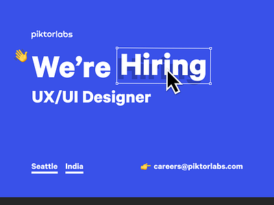 Now Hiring UX/UI Designer design designer hiring india seattle ui ui design visual design