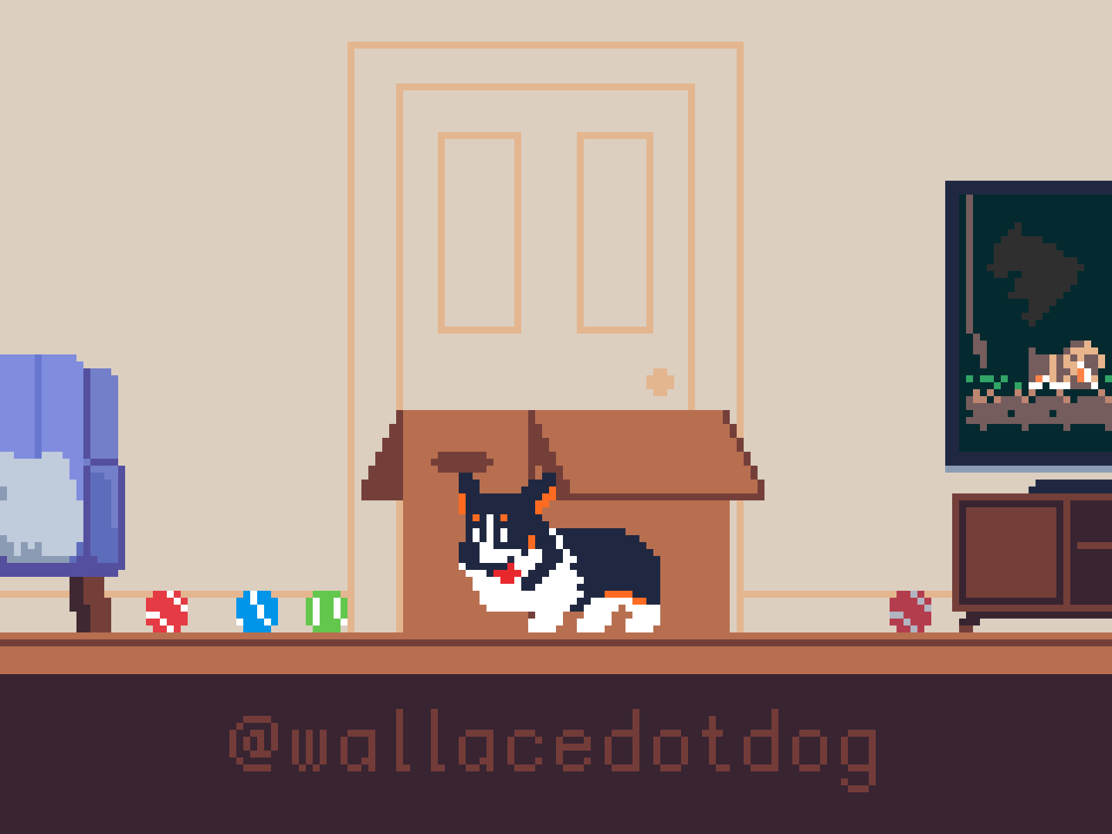 103 Packing 8bit animation corgi dog gameart games pets pixelanimation pixelart retro retrogames ドット絵