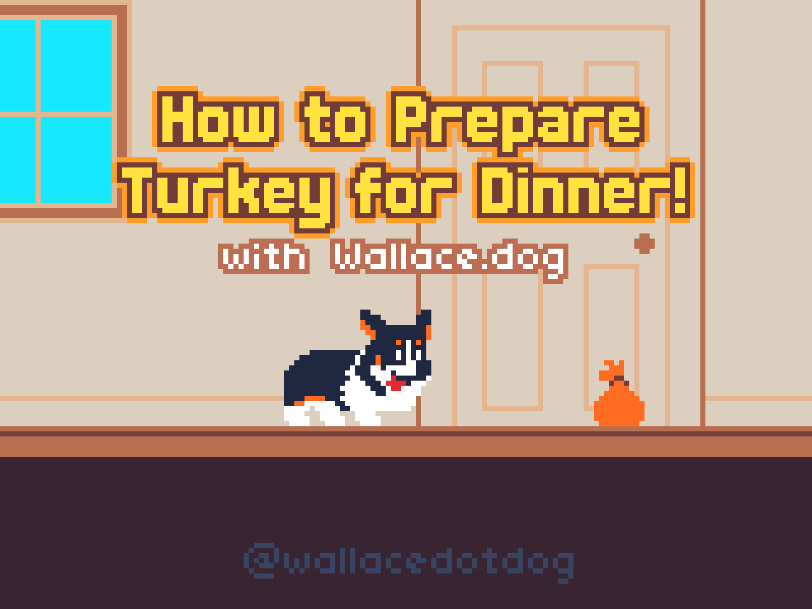 107 Thanksgiving 2020 8bit animation corgi dinner dog gameart kawaii pets pixelart pixelpets retro thanksgiving turkey ドット絵