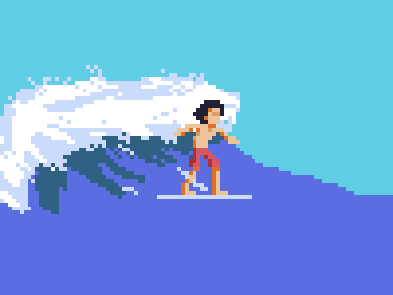 Surfing animation pixel art pixel dailies pixelart surfing