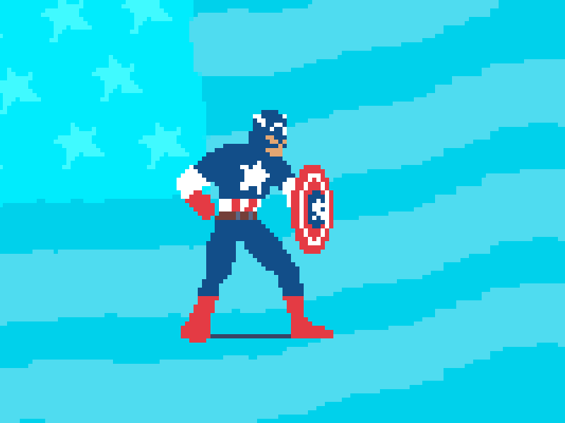 Captain America america animation captain captain america pixel art pixel dailies pixelart