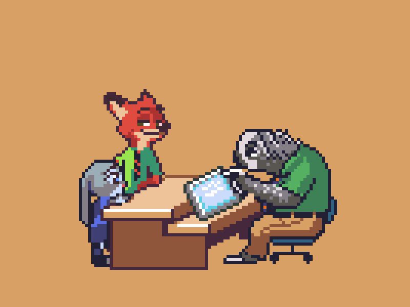 Zootopia animation fox pixel pixel animation pixel art pixel dailies pixel dailies rabbit sloth zootopia