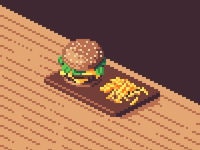 Hamburger and Fries food fries hamburger pixel pixel art pixelart