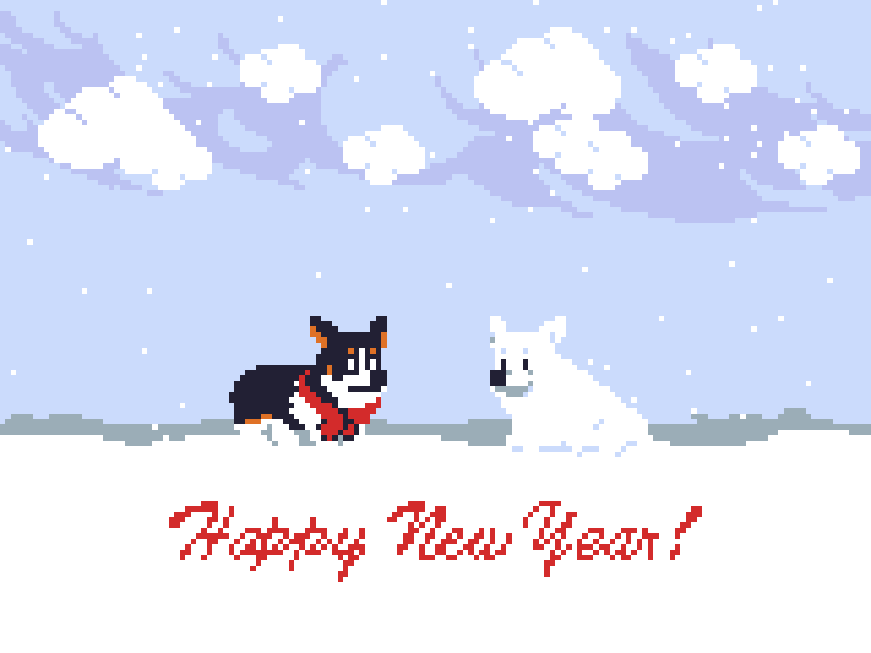 1 Happy New Year! (w/ Snowcorg) animation corgi new year newyear newyears pixelart