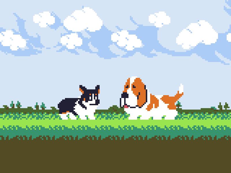 27 Mega Corg 8bit animation bassethound corgi dog dogs megaman nes pixelanimation pixelart retro rockman