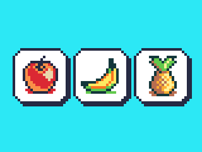 Set of Fruits apple banana fruit fruits pineapple pixel art pixel dailies pixelart