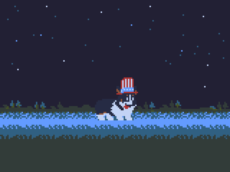 38 Fourth Of July 8bit america animation corgi dog fireworks fourth pixelanimation pixelfireworks puppy retro ドット絵