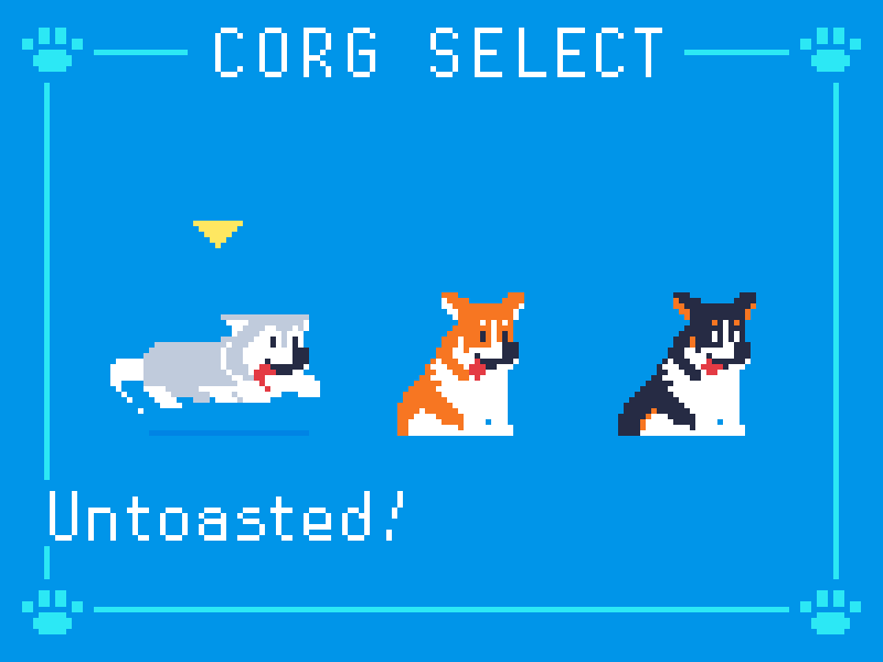 44 Corg Select 8bit animation corgi dog pixelanimation pixelart retro toast ドット絵